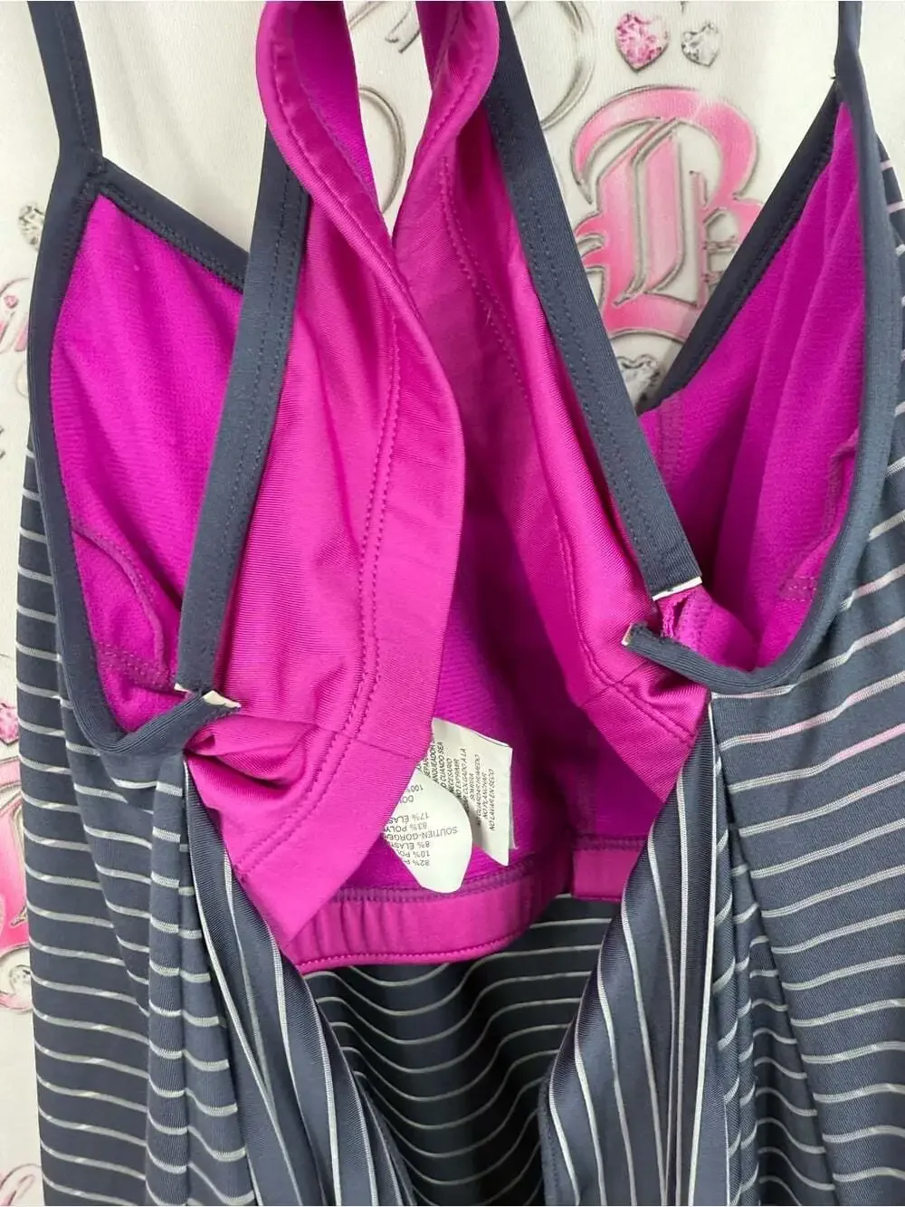 Nike tank top Navy Striped & Pink Racerback Sleep Tank